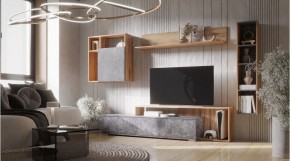 ДАЛЛАС Гостиная (модульная) цемент темный в Пойковском - poikovskii.ok-mebel.com | фото