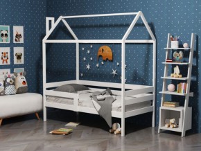 Детская кровать-домик из массива березы Соня-6 (800*1600) Белый/Лак в Пойковском - poikovskii.ok-mebel.com | фото