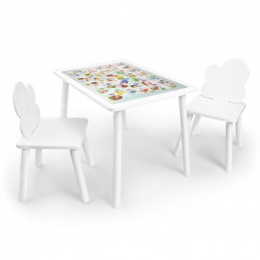 Детский комплект стол и два стула Облачко Rolti Baby с накладкой Алфавит (белая столешница/белое сиденье/белые ножки) в Пойковском - poikovskii.ok-mebel.com | фото