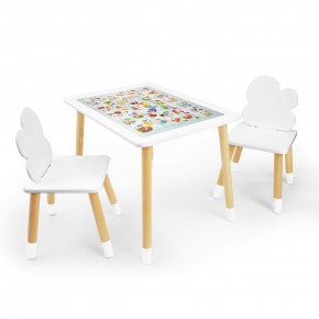 Детский комплект стол и два стула Облачко Rolti Baby с накладкой Алфавит (белая столешница/белое сиденье/береза ножки) в Пойковском - poikovskii.ok-mebel.com | фото