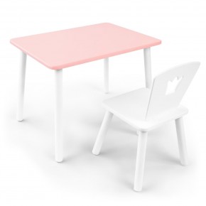 Детский комплект стол и стул «Корона» Rolti Baby (розовый/белый, массив березы/мдф) в Пойковском - poikovskii.ok-mebel.com | фото