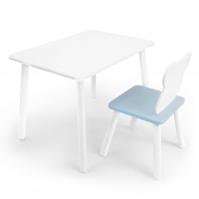 Детский комплект стол и стул «Мишка» Rolti Baby (белый/голубой, массив березы/мдф) в Пойковском - poikovskii.ok-mebel.com | фото