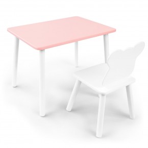 Детский комплект стол и стул «Мишка» Rolti Baby (розовый/белый, массив березы/мдф) в Пойковском - poikovskii.ok-mebel.com | фото