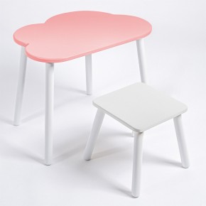 Детский комплект стол ОБЛАЧКО  и табурет Rolti Baby (розовая столешница/белое сиденье/белые ножки) в Пойковском - poikovskii.ok-mebel.com | фото