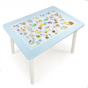 Детский стол с накладкой Алфавит  (Голубой/Белый) в Пойковском - poikovskii.ok-mebel.com | фото 1