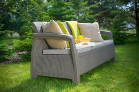 Диван пластиковый Корфу Макс (Corfu love seat max) капучино - песок в Пойковском - poikovskii.ok-mebel.com | фото 3