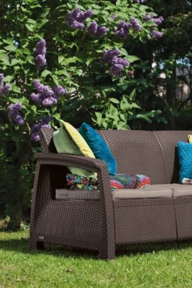 Диван пластиковый Корфу Макс (Corfu love seat max) коричневый в Пойковском - poikovskii.ok-mebel.com | фото 2