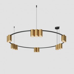 DK4067-BK+SG Подвесной светильник ORBIT, IP20, 15xGU10 LED, до 15 Вт, черный + сатинированное золото, алюминий в Пойковском - poikovskii.ok-mebel.com | фото