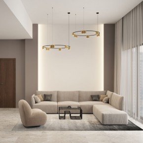 DK4067-BK+SG Подвесной светильник ORBIT, IP20, 15xGU10 LED, до 15 Вт, черный + сатинированное золото, алюминий в Пойковском - poikovskii.ok-mebel.com | фото 4