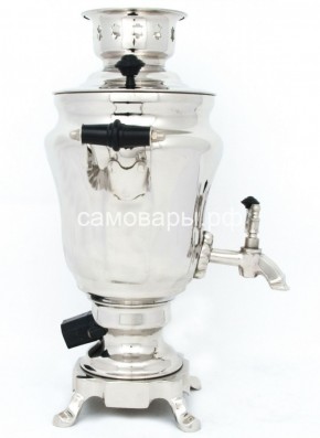 Электрический самовар из латуни никелированный на 1,5 литра форма "Тюльпан" с защитой от выкипания в Пойковском - poikovskii.ok-mebel.com | фото 3