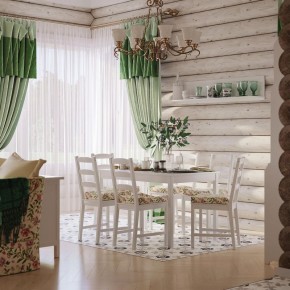 Комлект Вествик обеденный стол и четыре стула, массив сосны, цвет белый в Пойковском - poikovskii.ok-mebel.com | фото