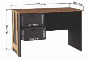 Компьютерный стол Теодора графит / крафт золотой в Пойковском - poikovskii.ok-mebel.com | фото 3