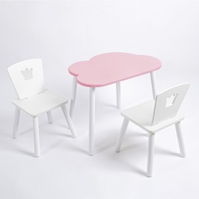 Комплект детский стол ОБЛАЧКО и два стула КОРОНА ROLTI Baby (розовая столешница/белое сиденье/белые ножки) в Пойковском - poikovskii.ok-mebel.com | фото