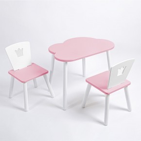 Комплект детский стол ОБЛАЧКО и два стула КОРОНА ROLTI Baby (розовая столешница/розовое сиденье/белые ножки) в Пойковском - poikovskii.ok-mebel.com | фото