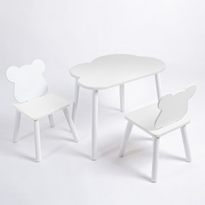 Комплект детский стол ОБЛАЧКО и два стула МИШКА ROLTI Baby (белая столешница/белое сиденье/белые ножки) в Пойковском - poikovskii.ok-mebel.com | фото