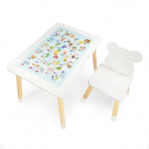Комплект детской мебели стол и стул Мишутка с накладкой Алфавит (Белый/Белый/Береза) в Пойковском - poikovskii.ok-mebel.com | фото 2