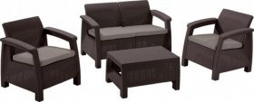 Комплект мебели Корфу сет (Corfu set) коричневый - серо-бежевый * в Пойковском - poikovskii.ok-mebel.com | фото