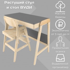 Комплект растущий стол и стул 38 попугаев «Вуди» (Серый, Без покрытия) в Пойковском - poikovskii.ok-mebel.com | фото
