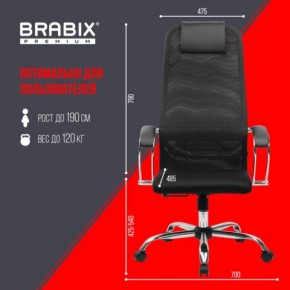 Кресло BRABIX PREMIUM "Ultimate EX-800" хром, плотная двойная сетка Х2, черное, 532911 в Пойковском - poikovskii.ok-mebel.com | фото 6