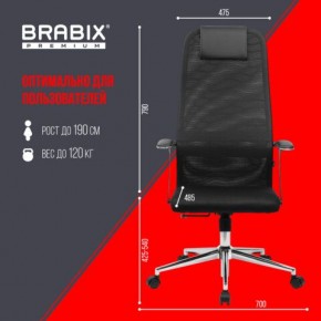 Кресло BRABIX PREMIUM "Ultimate EX-801" хром, плотная двойная сетка Х2, черное, 532917 в Пойковском - poikovskii.ok-mebel.com | фото 7