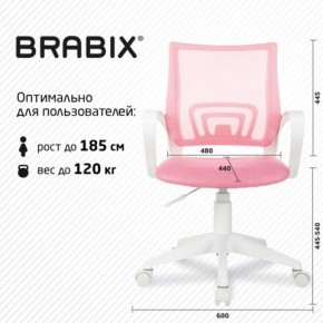 Кресло BRABIX "Fly MG-396W", с подлокотниками, пластик белый, сетка, розовое, 533008 в Пойковском - poikovskii.ok-mebel.com | фото 5