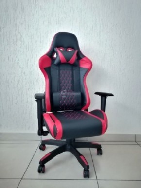 Кресло геймерское Barneo K-53 (черная экокожа красные вставки) в Пойковском - poikovskii.ok-mebel.com | фото