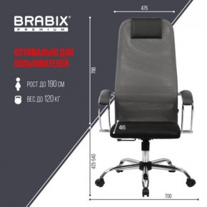 Кресло офисное BRABIX PREMIUM "Ultimate EX-800" хром, плотная двойная сетка Х2, черное/серое, 532912 в Пойковском - poikovskii.ok-mebel.com | фото 3