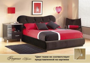 Кровать 1400 Феодосия со стразами в к/з "Классик 307 коричневый" серия Норма (+основание на опорах) в Пойковском - poikovskii.ok-mebel.com | фото