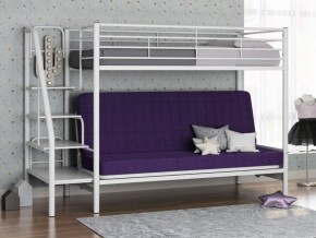 Кровать двухъярусная с диваном "Мадлен-3" (Белый/Фиолетовы) в Пойковском - poikovskii.ok-mebel.com | фото