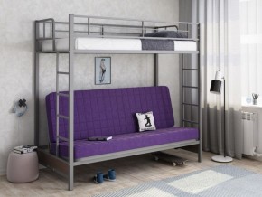 Кровать двухъярусная с диваном "Мадлен" (Серый/Фиолетовый) в Пойковском - poikovskii.ok-mebel.com | фото
