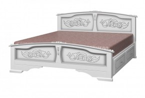 ЕЛЕНА Кровать из массива 1600 (Белый жемчуг) с 2-мя ящиками в Пойковском - poikovskii.ok-mebel.com | фото