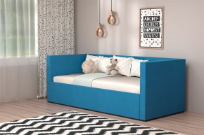 Кровать с ПМ (арт.030) (с/м 900*2000мм) (б/матр), ткань синяя в Пойковском - poikovskii.ok-mebel.com | фото