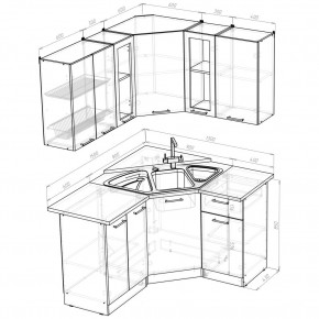 ОЛЬГА Кухонный гарнитур Оптима 2 (1500*1300 мм) в Пойковском - poikovskii.ok-mebel.com | фото 2