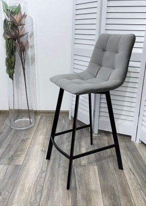 Полубарный стул CHILLI-QB SQUARE светло-серый #26, велюр / черный каркас (H=66cm) М-City в Пойковском - poikovskii.ok-mebel.com | фото 2