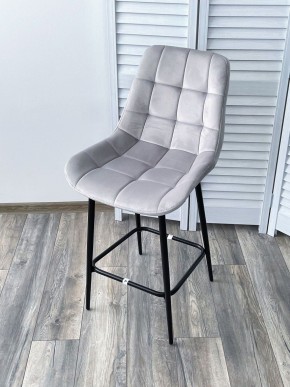 Полубарный стул ХОФМАН, цвет H-09 Светло-серый, велюр / черный каркас H=63cm М-City в Пойковском - poikovskii.ok-mebel.com | фото 4
