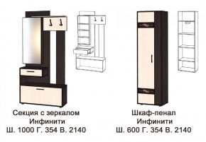 ИНФИНИТИ Прихожая (Секция с зеркалом + шкаф-пенал) в Пойковском - poikovskii.ok-mebel.com | фото 3