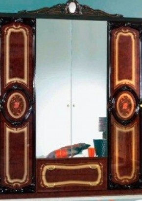 Шкаф 4-х дверный с зеркалами (01.144) Роза (могано) в Пойковском - poikovskii.ok-mebel.com | фото