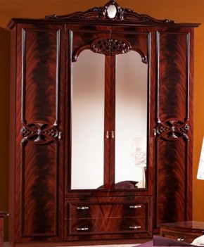 Шкаф 4-х дверный с зеркалами (03.144) Ольга (могано) в Пойковском - poikovskii.ok-mebel.com | фото