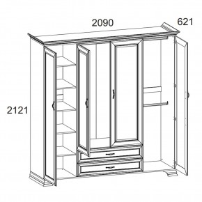 Шкаф 4D2S Z, TIFFANY, цвет вудлайн кремовый в Пойковском - poikovskii.ok-mebel.com | фото