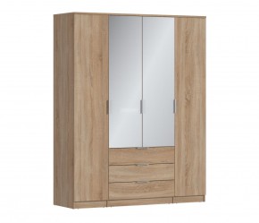 Шкаф 4х дверный с зеркалами Николь СБ-2595/1 (Дуб Сонома) в Пойковском - poikovskii.ok-mebel.com | фото