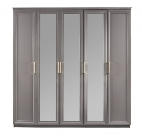 Шкаф 5-ти ств с зеркалами Мокко (серый камень) в Пойковском - poikovskii.ok-mebel.com | фото 2