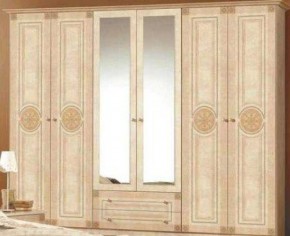 Шкаф 6-и дверный с зеркалами (02.146) Рома (беж) в Пойковском - poikovskii.ok-mebel.com | фото