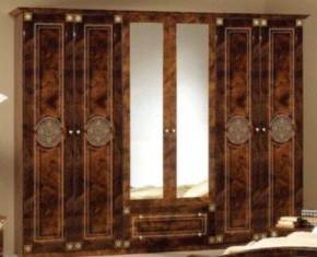Шкаф 6-и дверный с зеркалами (02.146) Рома (орех) в Пойковском - poikovskii.ok-mebel.com | фото