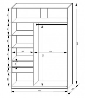 Шкаф-купе 1600 серии SOFT D1+D3+B2+PL1 (2 ящика+1штанга) профиль «Графит» в Пойковском - poikovskii.ok-mebel.com | фото 3