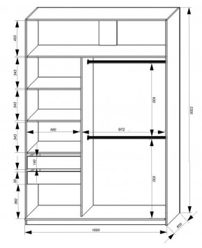 Шкаф-купе 1600 серии SOFT D8+D2+B2+PL4 (2 ящика+F обр.штанга) профиль «Графит» в Пойковском - poikovskii.ok-mebel.com | фото 2