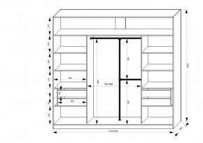 Шкаф-купе 2150 серии NEW CLASSIC K4+K4+K4+B22+PL4(по 2 ящика лев/прав+F обр.штанга) профиль «Капучино» в Пойковском - poikovskii.ok-mebel.com | фото 3