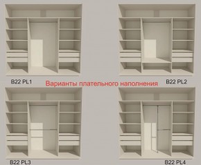 Шкаф-купе 2400 серии SOFT D2+D7+D3+B22+PL2 (по 2 ящика лев/прав+1штанга+1полка) профиль «Графит» в Пойковском - poikovskii.ok-mebel.com | фото 6