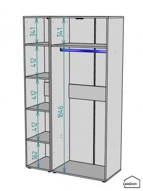 Шкаф Linnea MHR-3-1 2050х1200х510 (Графит-М 11.1.25) в Пойковском - poikovskii.ok-mebel.com | фото 3