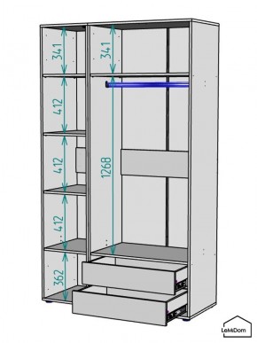 Шкаф Linnea MHR-3PO-2 2050х1200х510 (Белый-М 11.1.2) в Пойковском - poikovskii.ok-mebel.com | фото 3