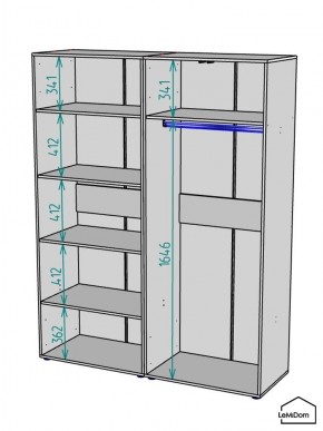 Шкаф Linnea MHR-4PO-1 2050х1600х510 (Белый-М 11.1.1) в Пойковском - poikovskii.ok-mebel.com | фото 3